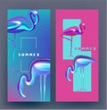 Summer banners with glossy flamingos.